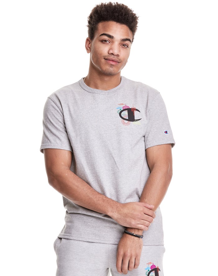 Champion Heritage Lunar C With Lanterns T-Shirt Heren - Grijs - Belgie 1085PXHFA